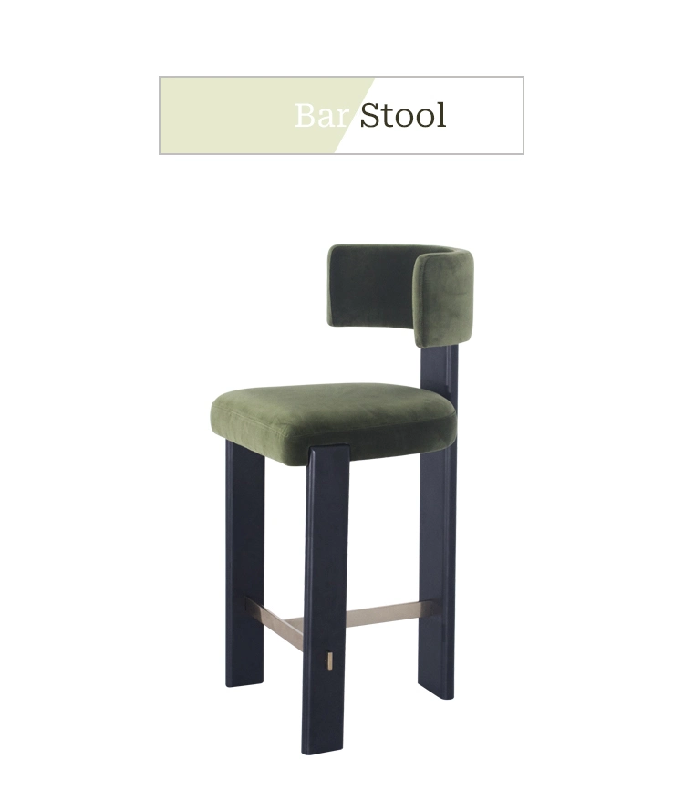 Nordic Simple Design Furniture Fabric and Wooden Chair Upholstered Counter Bar Stool