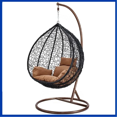 Уличная мебель для гостиной, одна корзина, плетеная плетеная капля из ротанга, сад, патио, гамак, подвесное кресло-качалка в форме яйца с подставкой